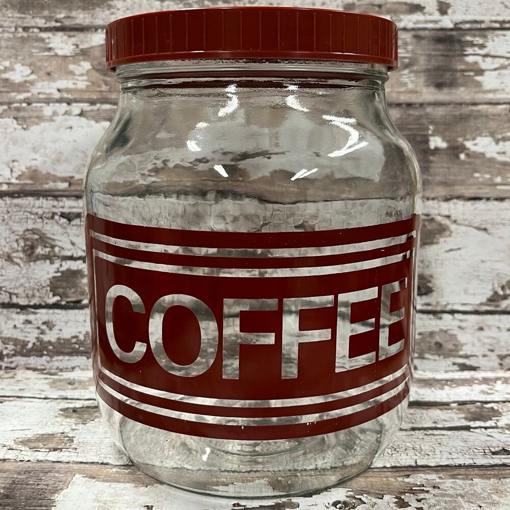 Vintage Owens Illinois Glass Co 1970s Glass Coffee Canister Jar MCM